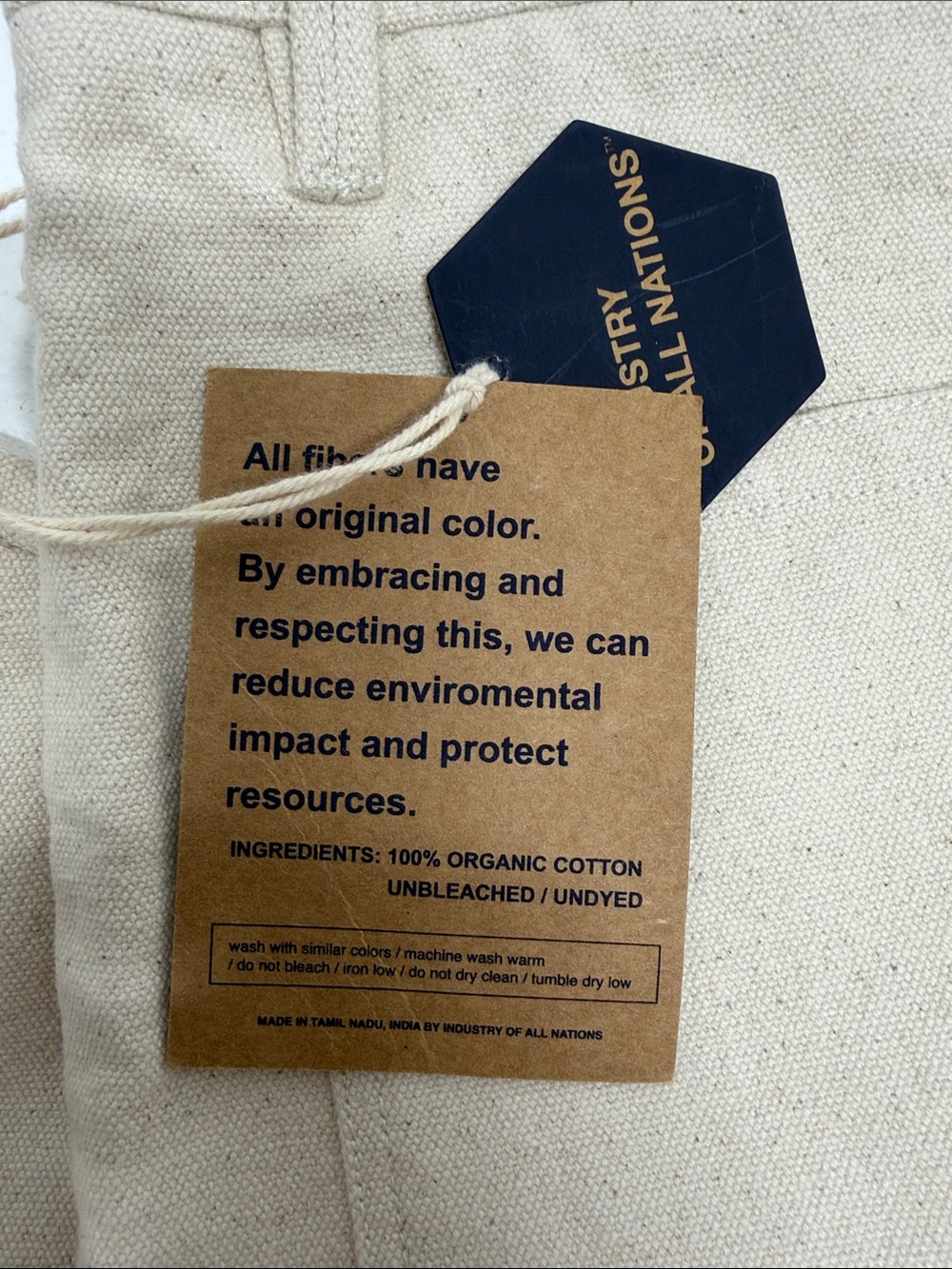 Industry Of All Nations Unbleached Undyed Jeans Pants Pure Cotton Ivory New 28 — image 7 of 8